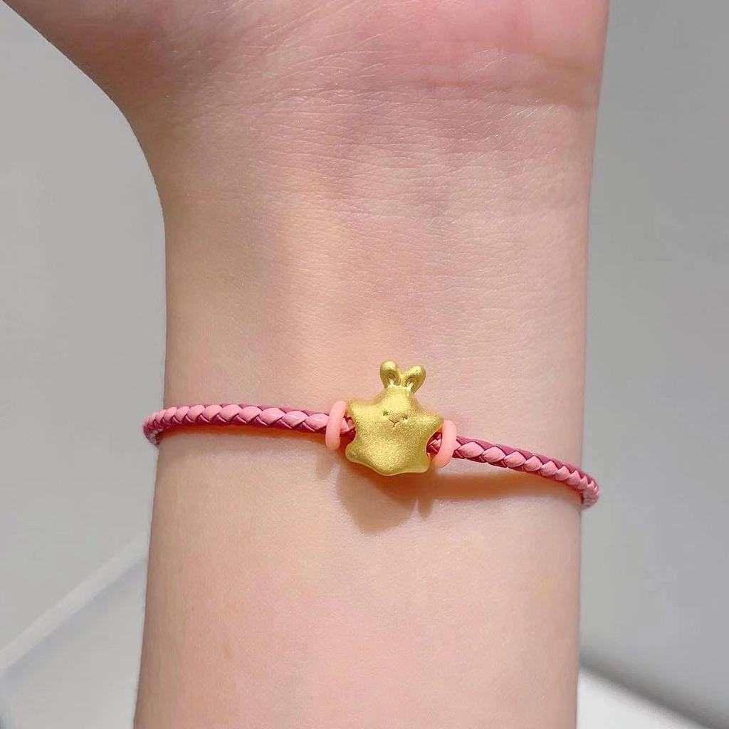 PANJBJ Kaninchen Armband für Damen Mädchen Rotes Geflecht Verstellbarer Schmuck Neujahrs Geburtstagsgeschenk Dropshipping Großhandel