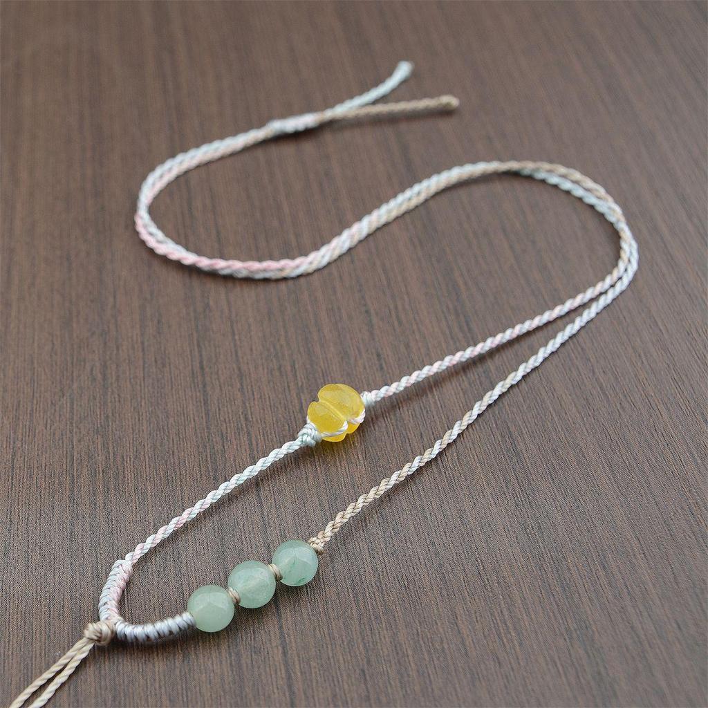 Hand-Woven Adjustable Hetian Jade Pendant Necklace for Women
