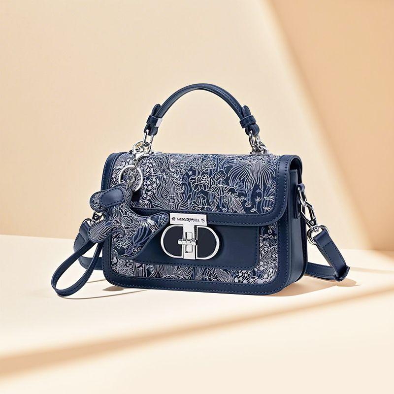 

Women s Bag 2025 New Design Sense Handbag National Style Blue and White Porcelain Embroider Flip Lock Commuter Shoulder Bag Royal Blue