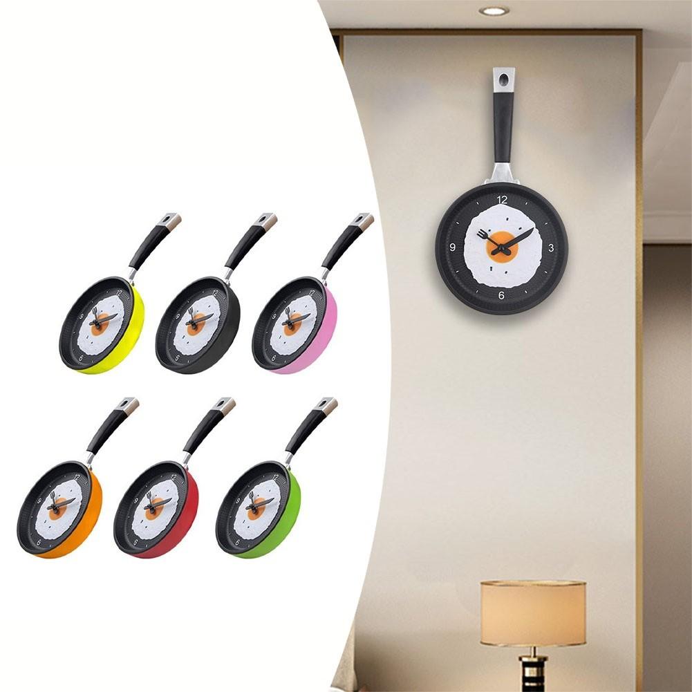 3D Pan Fried Egg Shape Pot Battery Operated Wall Clock Modern Kitchen Decoration