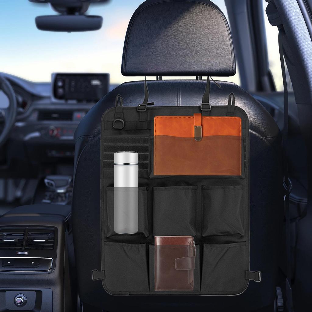 Car Seat Organizer Backseat Seat Back Organizer 8 Storage Pocket Design 900D Oxford Kick Protector for SUV Truck Bed Vehicle