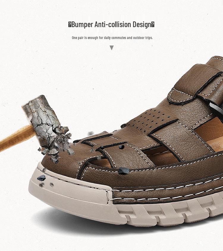 Men's Large Size Closed-Toe Summer Sandals: Outdoor, Water-Crossing, Beach, Driving, Dual-Use Sports, Hollow Design