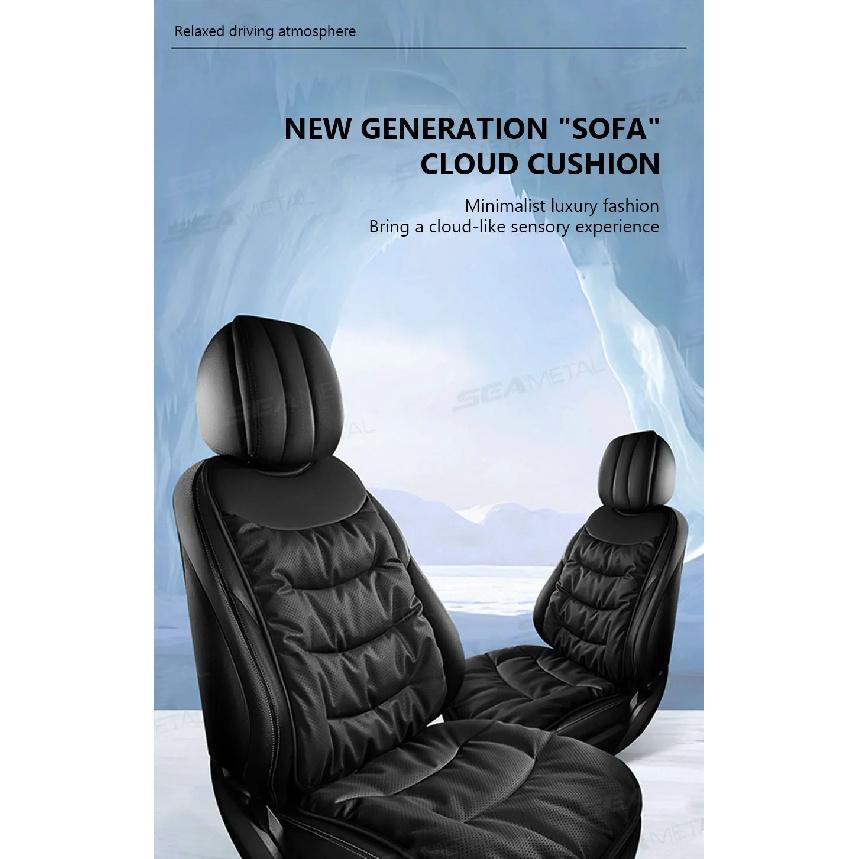 SEAMETAL Leatherette Car Seat Cushion Seat Cover Front/Backrest Breathable Seat Protector Mat Pad for Car Interior Accessories