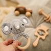 4 Pcs Baby Wooden Crochet Rattle Toys Natural Wooden Teether Animal Rattle Montessori Toy Eco Friendly Infant Newborn Gift