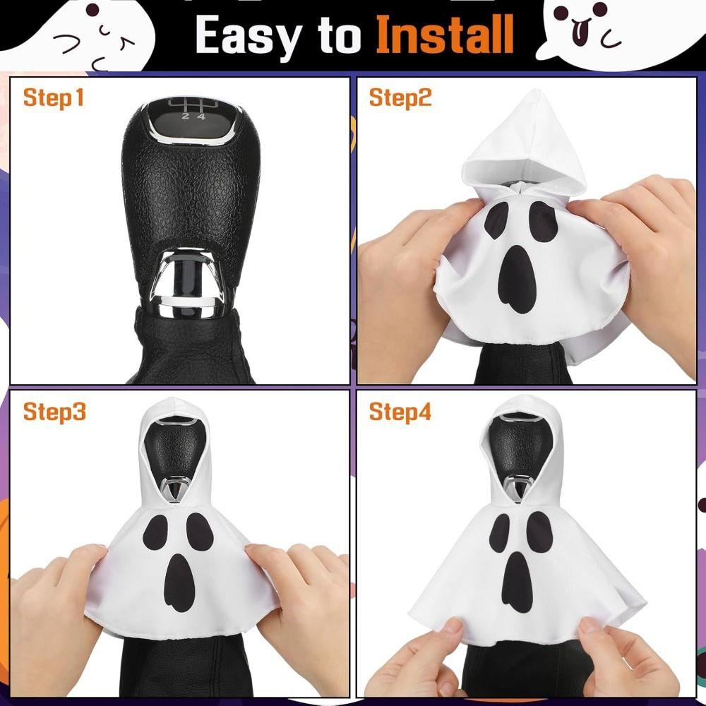Creative Halloween Ghost Car Gear Shift Knob Cover Funny Mini Handbrake Lever Cover Gear Shift Cover Halloween Decoration