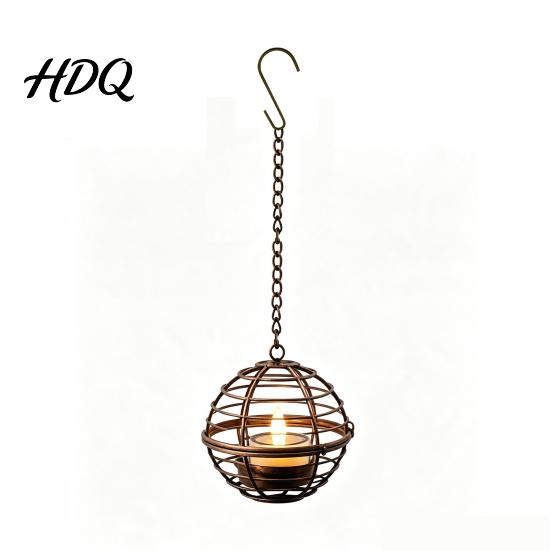 Outdoor Solar Hanging Lanterns Lantern Waterproof Lantern with Tea Light Metal Garden Lights Iron Ball Candle Holder for Backyard Patio Decoration