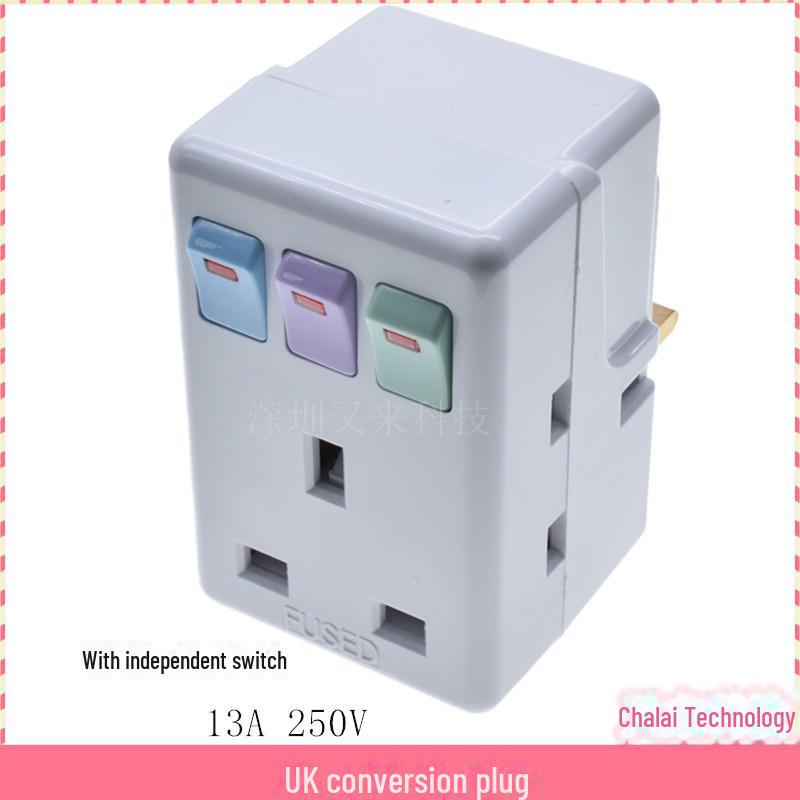 British Plug Converter with Independent Switch for Hong Kong/Singapore