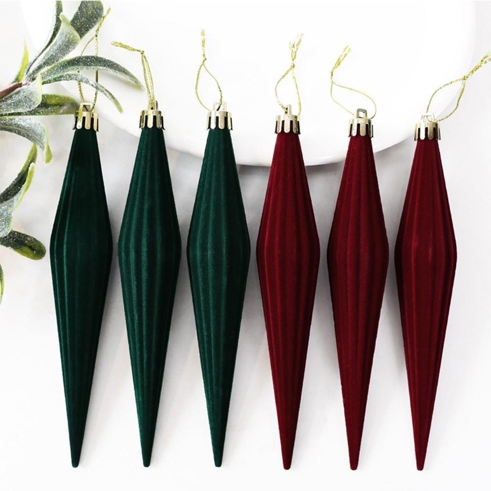 6Pcs Flocked Christmas Flocked Balls Set Plastic Hanging Decorations Tree Decoration
