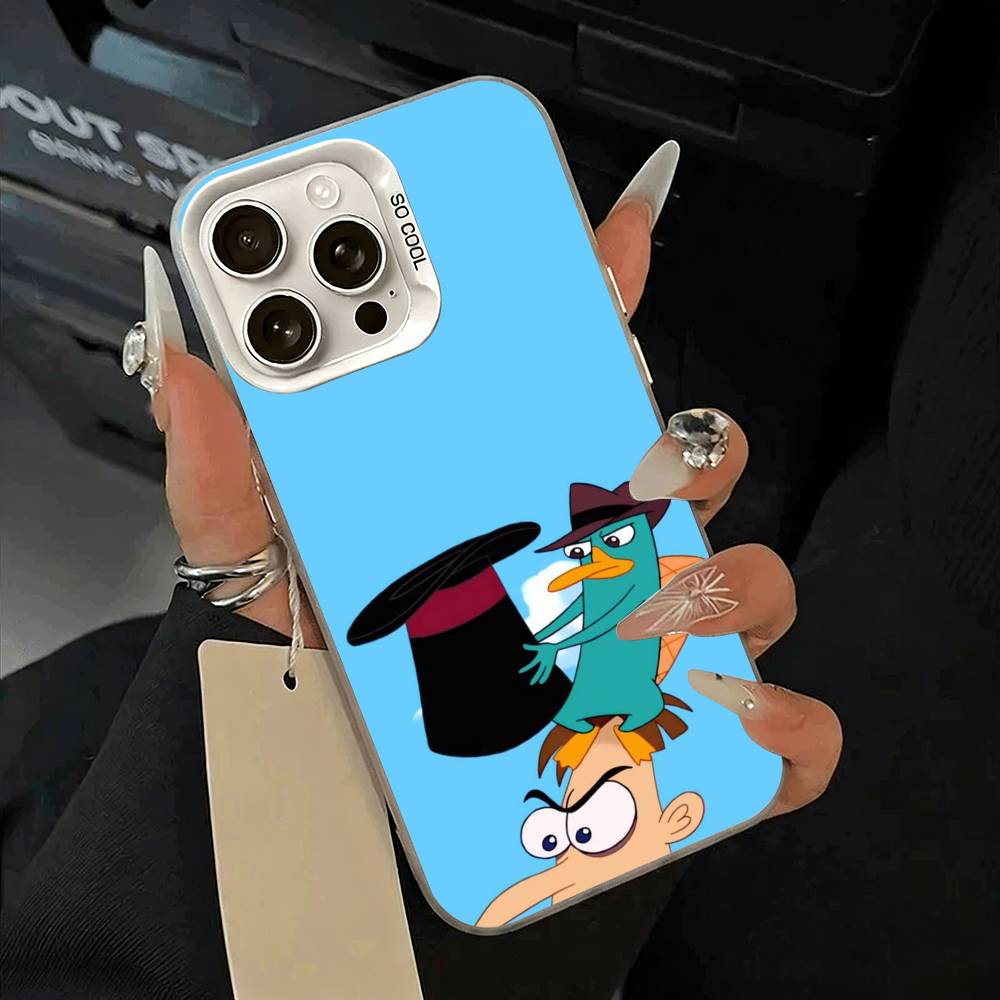 P-Perry The P-Platypus Phone Case For iPhone 17,16,15,14,13,12,11 Plus,Pro Max,XS,white silver phone case