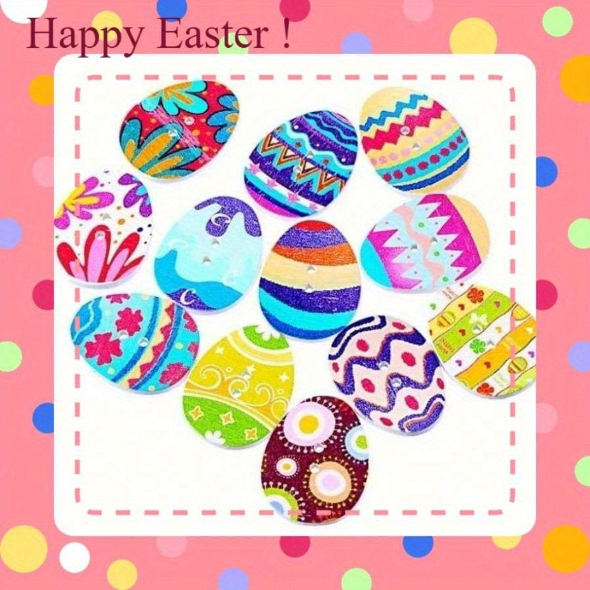 

50pcs/bag Painted Easter Eggs Multicolor Wooden Buttons Crafts Scrapbooking Decorative Buttons Sewing 50pcs