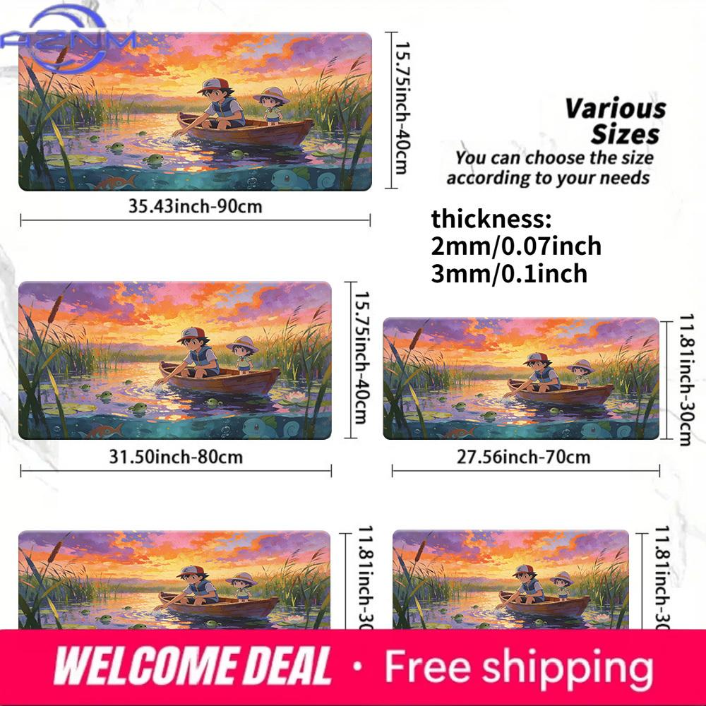 Pokemon Sunset Lake Boat Playmat NonSlip TCG Card Mat 30x80x0.2cm