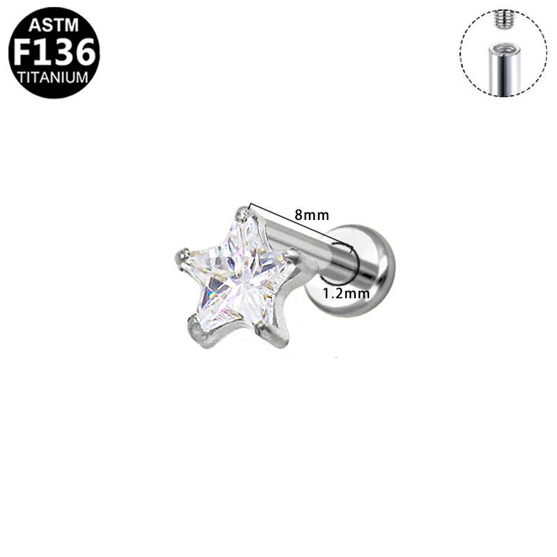 Trendy Titanium Geometric Star Cartilage Stud Earrings