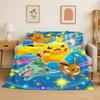 Coperta Morbida e Calda in Flanella con Disegno Cartone Animato di Pokemon Pikachu, Coperta da Divano per Camera da Letto, Soggiorno, Letto, Viaggio, Campeggio, Picnic, Bambino