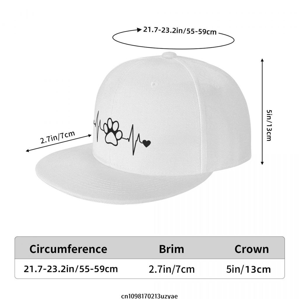 Paw Print EKG Heartbeat Dog Lover Unisex Baseball Cap Polyester Casual Snapback Adjustable Hat