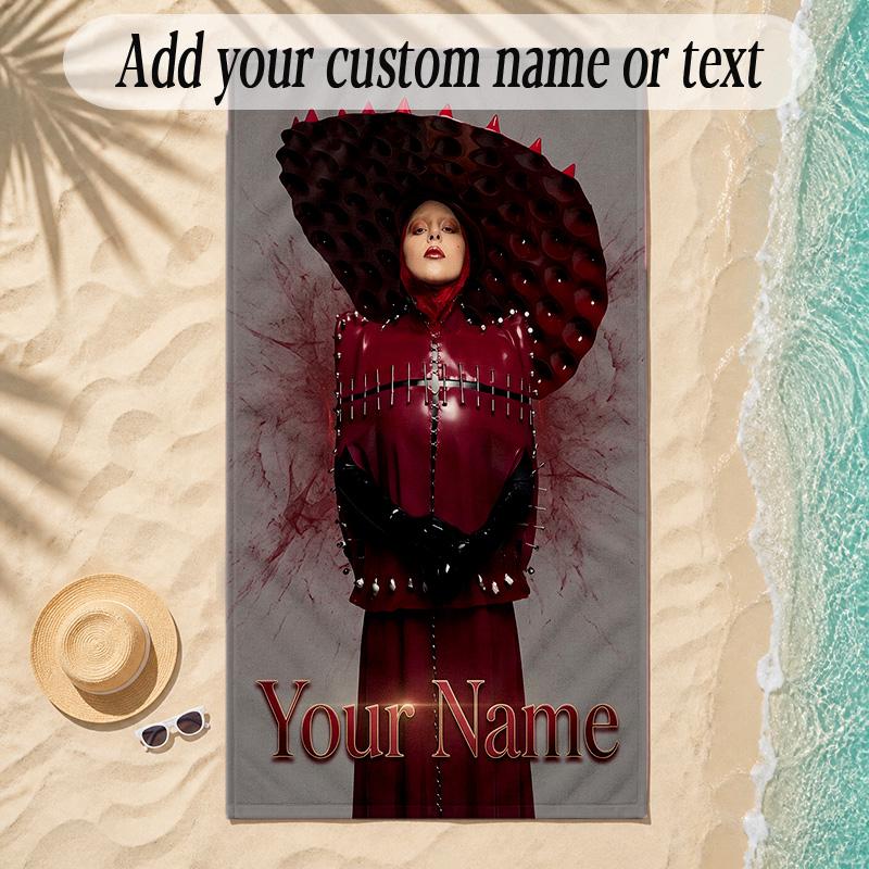Beach TowelLady Gaga Custom Name Text Personalized Soft Towel for Beach Pool Indoor Home Decor Gift