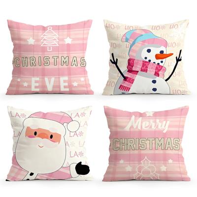 Pink Christmas Theme Cushions Pillowcase Polyester Cushion Cover Throw Pillow Sofa Decoration Pillowcover Home Car Sofa Decor