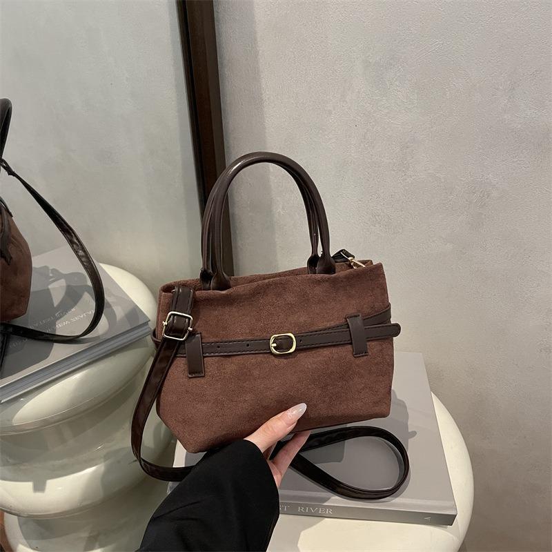 Fashion Versatile Vintage Suede Suede Face Tote Design Handheld Shoulder Bag
