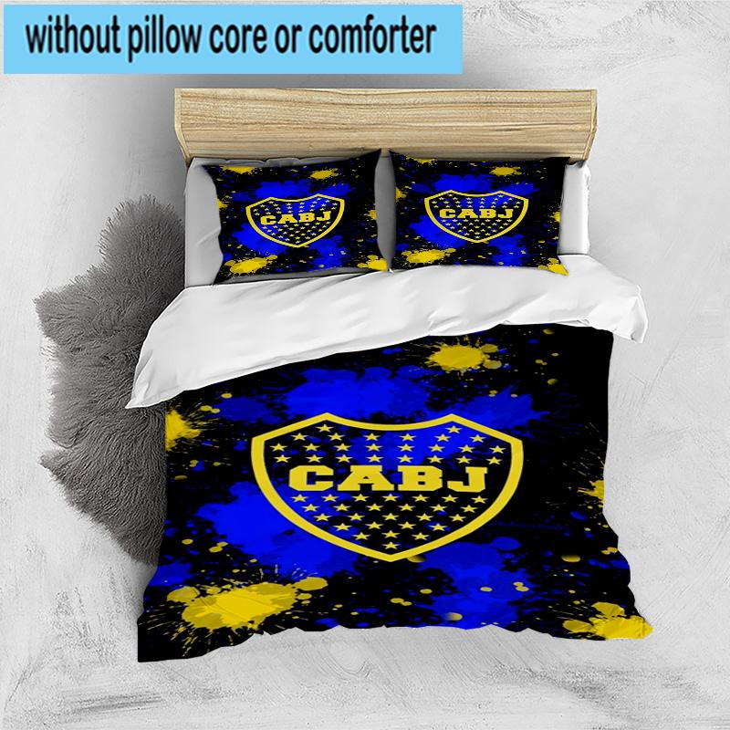 3pcs Boca Juniors Football Club Design Bedding Set Duvet Cover Closure Includes 1 Duvet Cover & 2 Pillowcases Bedding Sets Home Decor Gifts