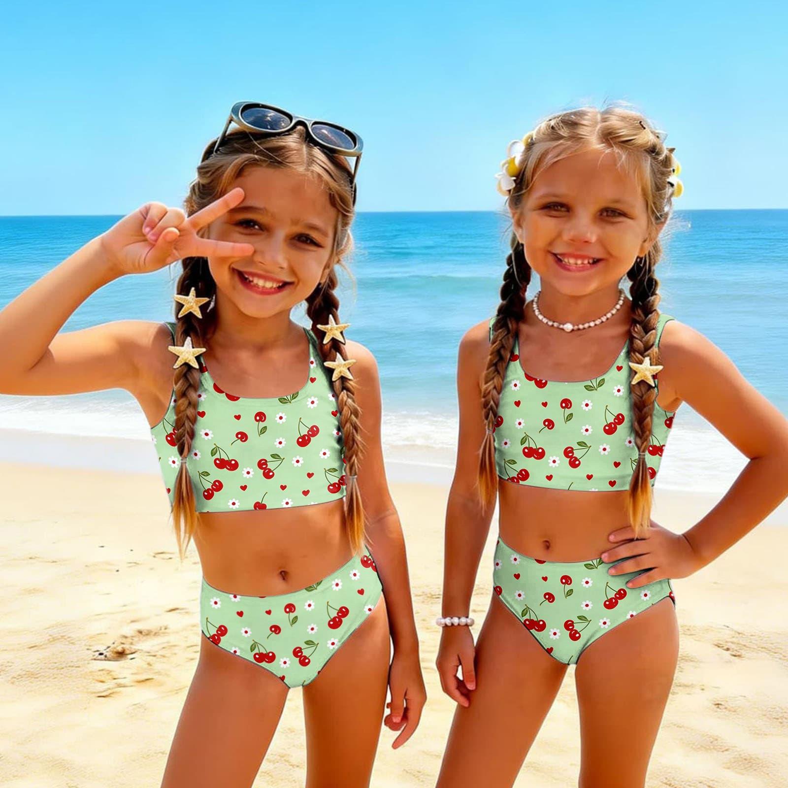 Summer Girls Casual Printed Two-Piece Bikini Swimsuit Set 110
