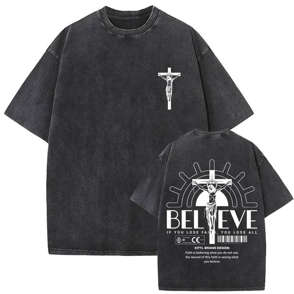 Awesome Christian Jesus Bible Verse Vintage Washed Tshirts Men Women Casual Cotton Oversized T Shirts Hip Hop Retro Streetwear