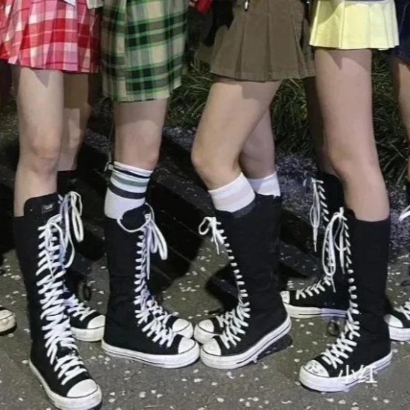 Scarpe da Ginnastica Alte in Tela di Alta Qualità per Donna Scarpe da Donna Molto Vendute Stivali Classici con Lacci per Donna Botas Para Mujer