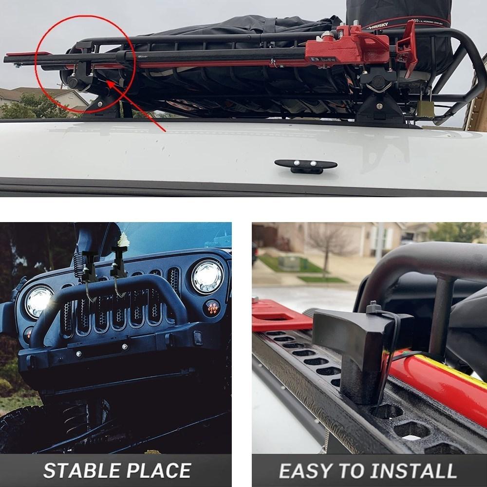 2Pcs Adjustable High Lift Jack Tube Mount Bracket Gasket 1-2.5" (Round/Square) For Jeep Wrangler JK TJ Roof Rack Front JA-1001