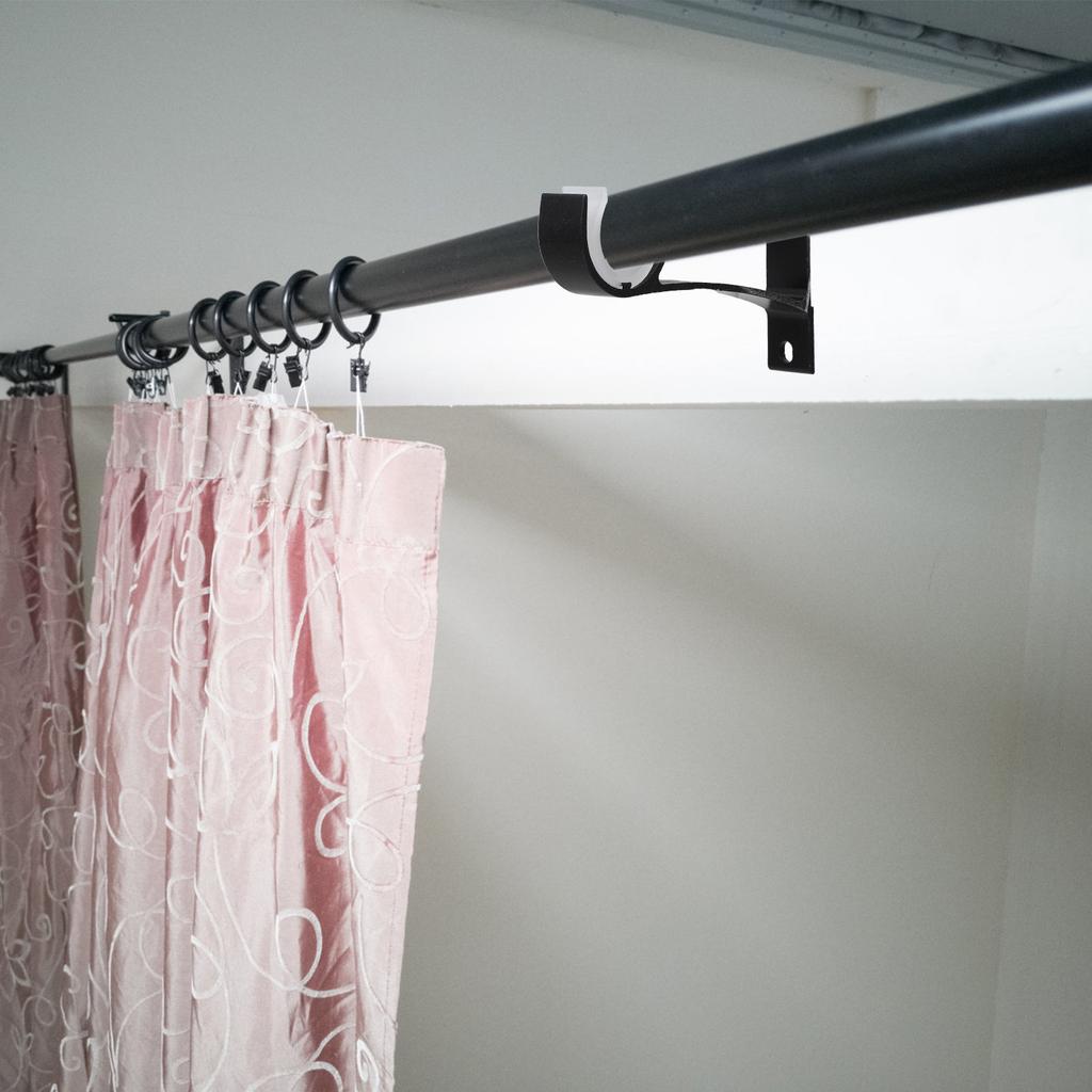 1Set Curtain Rod Supports Sturdy Aluminum Curtain Rod Brackets Smooth Finish Easy Mounting Home Office Curtains Pole Base