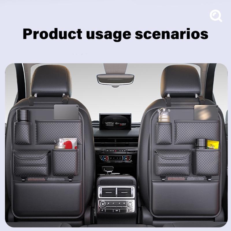 Automotive Back Pocket Multiple Compartment Storage Bag Multifunctional Backseat Pocket Kick Mat Seat Back Organizer
