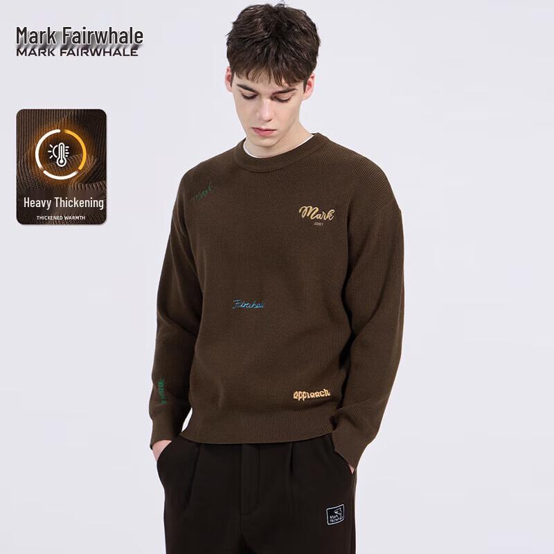 Mark Fairwhale Color-Block Embroidered Crewneck Knit Sweater