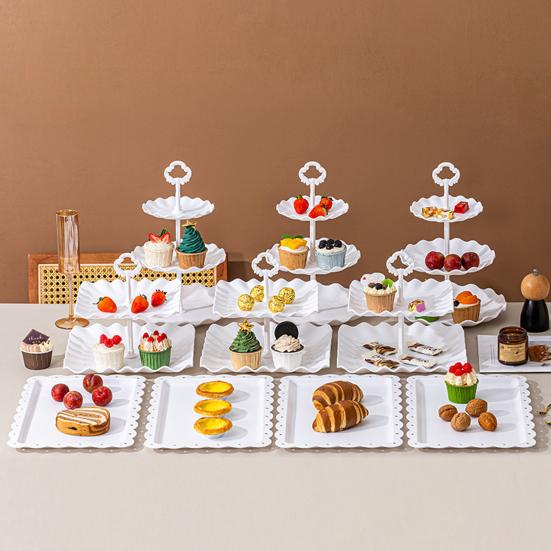 3-Tier Cupcake Stands with Dessert Trays Table Display Candy Cake Tiered Tray Treats Favors Serving Trays for Tea Party Wedding Baby Shower