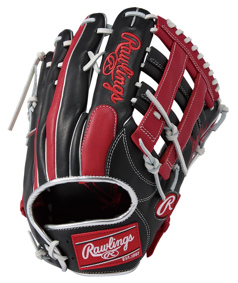 Rawlings HYPER TECH COLORS Baseball Glove for Throw Men's (GS5FHTCY719) Softball, All-Around, Black/Scarlet, 12.75 inches, Right-Handed