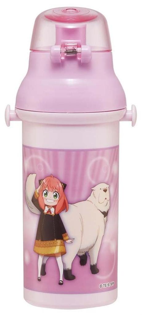 Skater Water Bottle, 480ml, for Kids, Made of Child-Friendly Plastic, Lightweight, Spy Family Anya & Bond Design, Made In Japan, PSB5SANAG-A