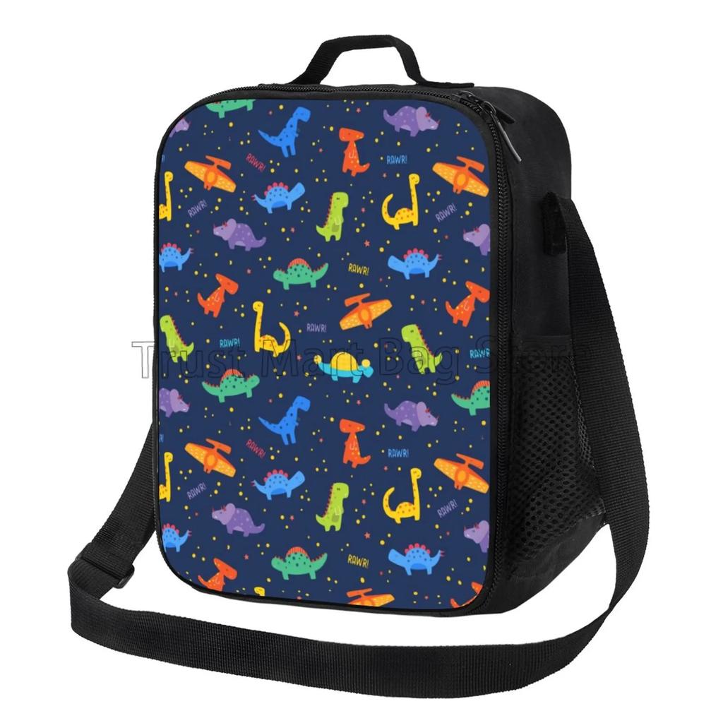 Isolierte Cartoon-Dinosaurier-Lunchtasche für Kinder, Jungen, Mädchen, tragbare thermische Bento-Lebensmitteltasche, Oxford-Kühltasche für Schule, Arbeit