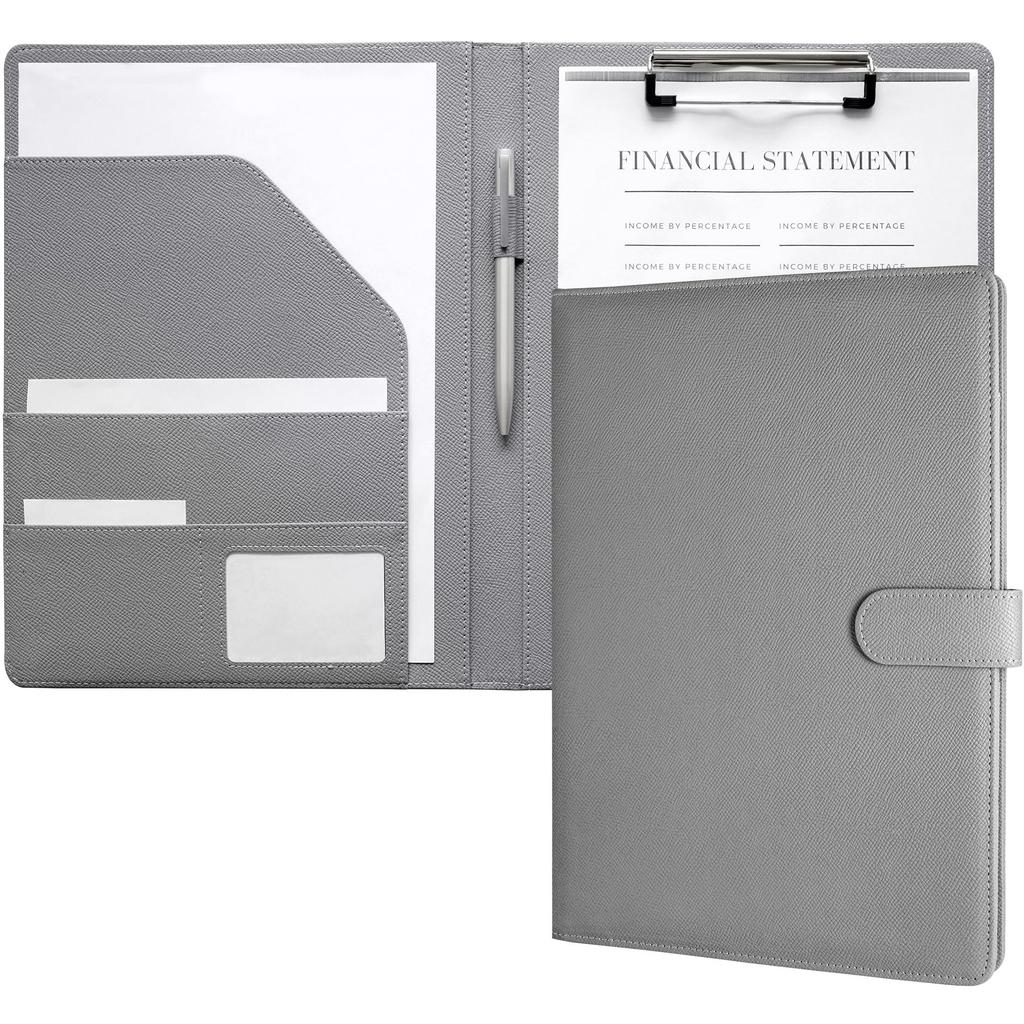 Mymazn A4 Binder Clipboard PU Meeting Pad Clip Desk Pad Signature A4 Document Folder for Contract Office Supplies Folder, Bi-fold Leather, File,