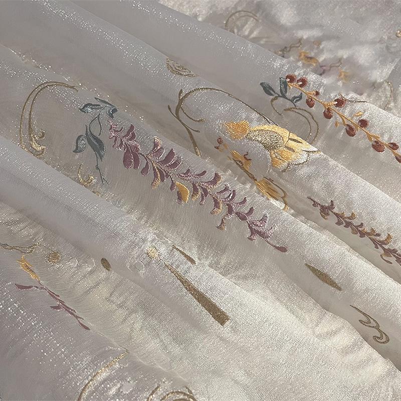 1/3/5M starożytny styl gradientowy Hanfu tkanina króliczek glicynia drukowany szyfon haft tkanina do szycia diy kostium Hanfu sukienka