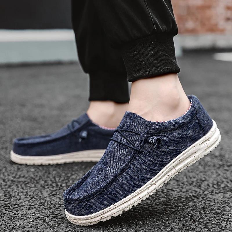 Men's Shoes Breathable Casual Canvas Shoes Comfort Slip-on Flat Loafers Zapatos Hombre Men Lightweight Driving Boat Shoes 39-47