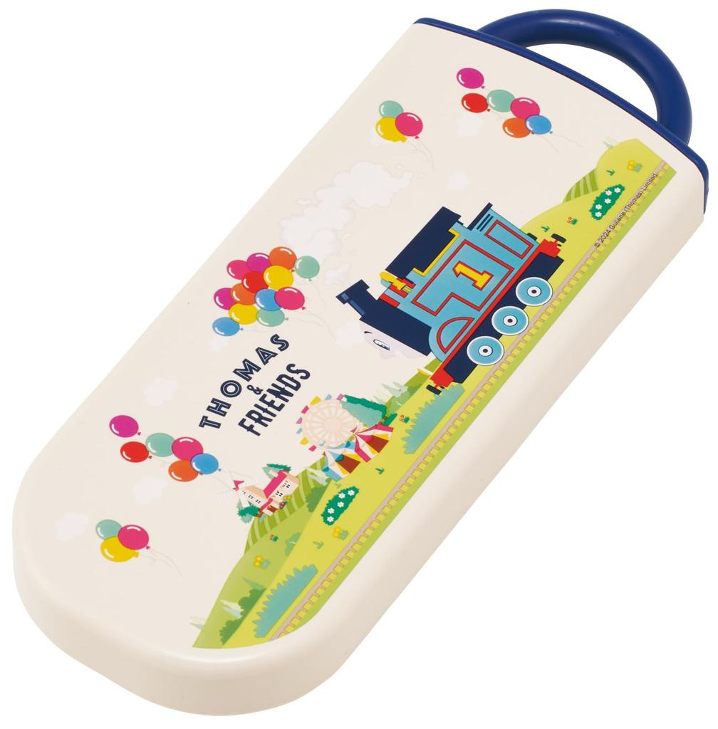 Skater Bento Trio and Made in Thomas the Tank Engine TACC2AG68483 Children's Set, Chopsticks, Spoon, Fork, Kids' Cutlery, Antibacterial, Easy-Open