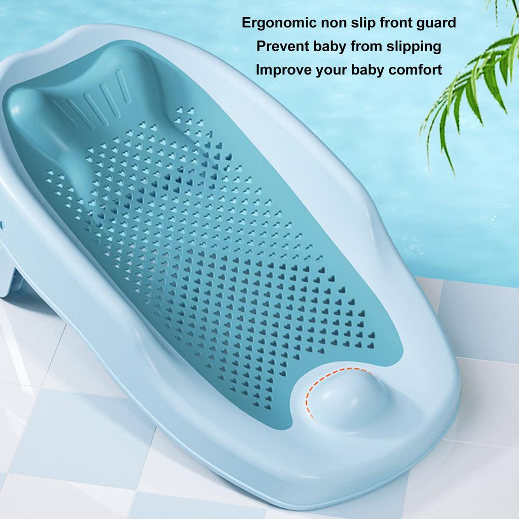 Baby Bath Support Home Foldable Ergonomic Heart Shaped Hollow Pattern Infant Bathtub Holder Rack Blue
