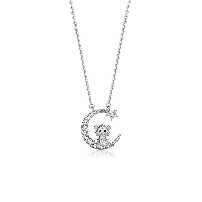 Moon Tiger Necklace Female Twelve Zodiac Year Year Tiger Year Cute Tiger Pendant Collarbone Chain