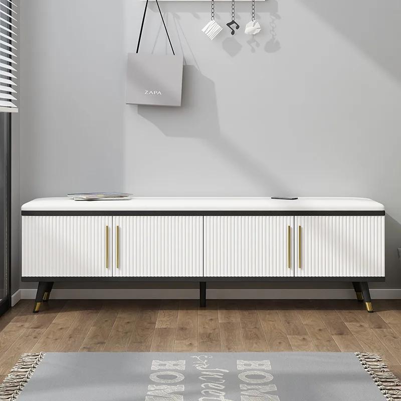 White Light Luxury Shoe Cabinets Minimalist Metal Shoe Rack Sitting Shoe Changing Stool Shoes Organizer Space Saving Furniture
