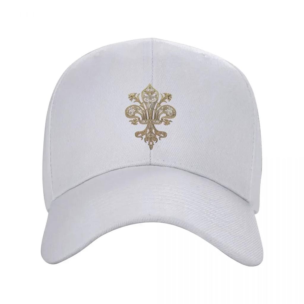 Personalisierte Goldfiligran Fleur De Lis Baseballkappe Sport Unisex Verstellbar FleurDeLys Lilienblüte Papa Hut Frühling