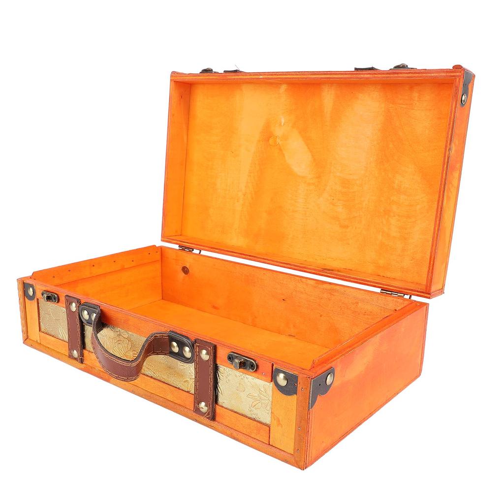 13.46x7.87x4.33in Vintage Suitcase Wooden Trunk Portable Decorative Luggage Suitcase for Home Item