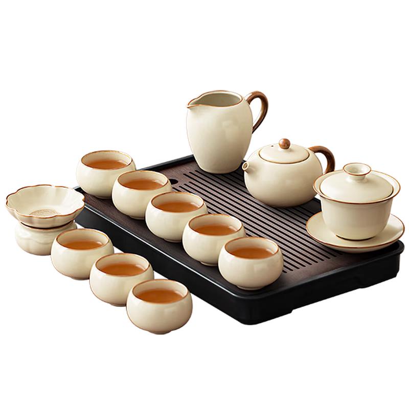Tangfeng Ru Kiln Gongfu Tea Set with Tea Tray 12-piece