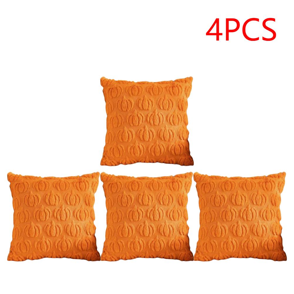 1-4PCS Halloween Ghost Pumpkin Pillowcase Washable Soft Pillow Case  Faux Fur Pillowcase for Festive Home Accent Bedroom Home De