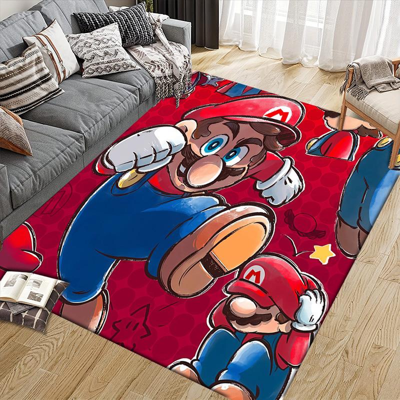 Super Mario2 Flannel Pattern Square Carpet,Area Rug,Carpet Rug for Living Room Bedroom Sofa Playroom Decor,Non-slip Floor Mat