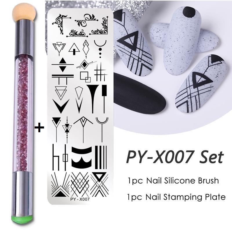 

2 шт. / Компл. Штамповки для ногтей набор силиконовых губчатых кистей трафареты для трафаретов для переноса лака