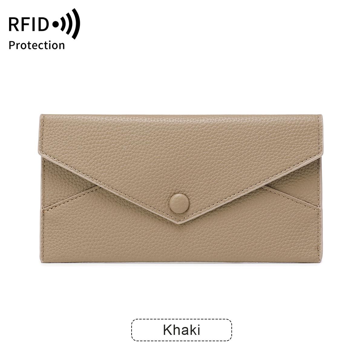 

Новый RFIDУльтратонкий женский длинный кошелек с пряжкой-конвертом Lychee Grain Clutch, большой емкости, с несколькими отделениями для карт, для монет, женский кошелек