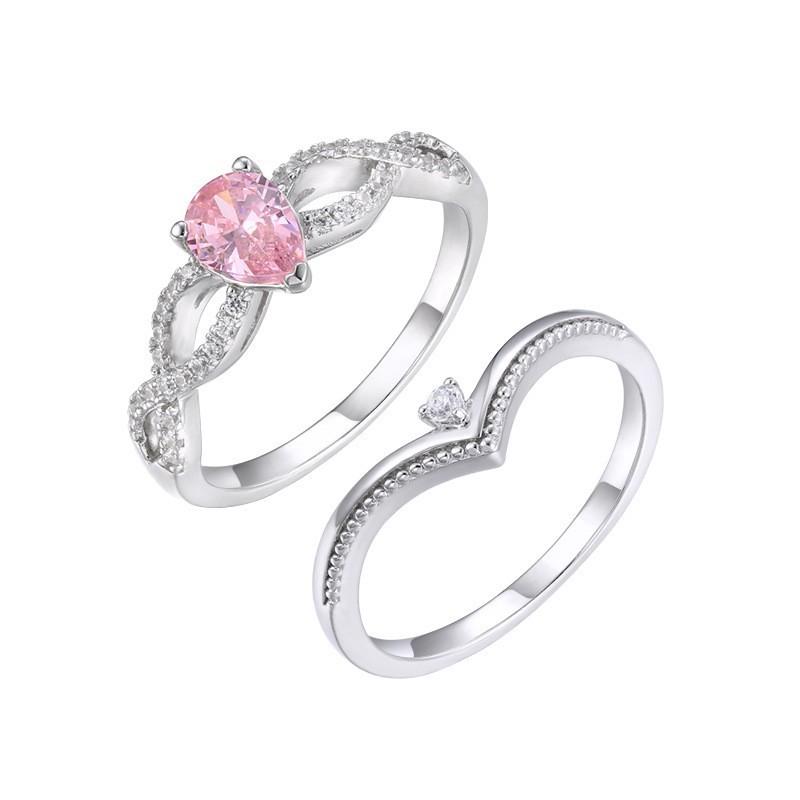 

Pear-shaped zircon sterling silver ring, women s design sense, niche high-end light luxury, a two-wear ring. one size fits all белого золота