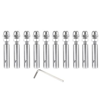 Kabelgeländer, 3 mm Gewindebolzen, Spannende, Knebelankerklemme für 1/8 Zoll Drahtseil, Haken für Holztreppendeckpfosten