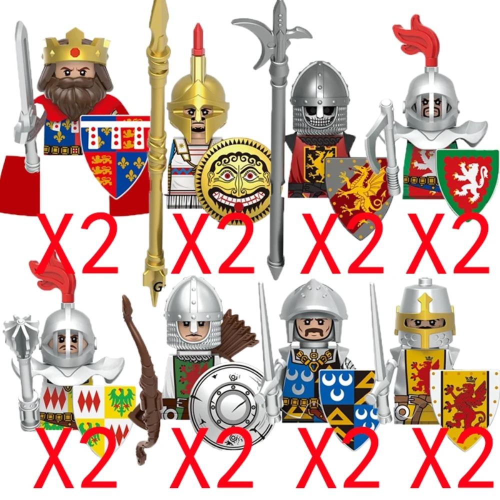 Medieval Military Building Blocks Solider Figures Gifts Weapons Shields Helmets Lionheart Teutonic Knights Militiaman Farmer MOC